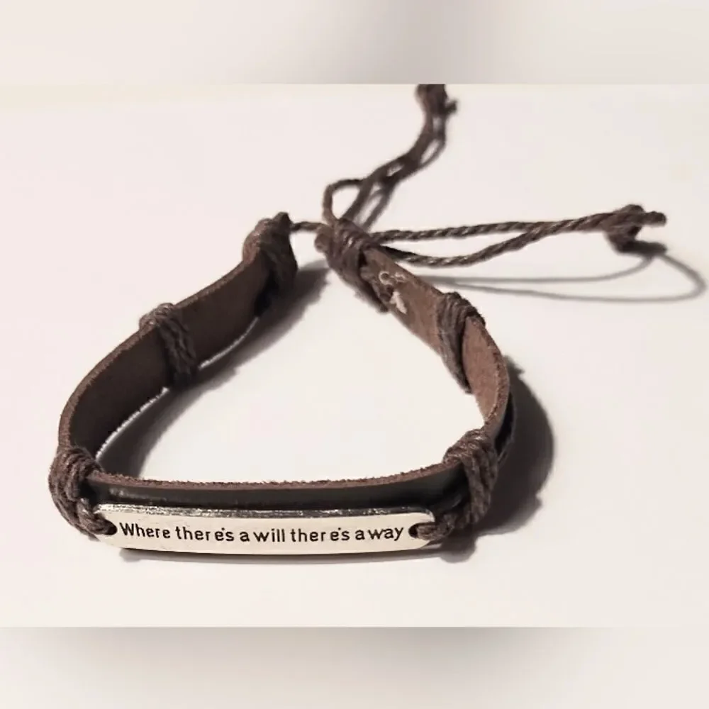 Men's bracelet leather layered brown new d44